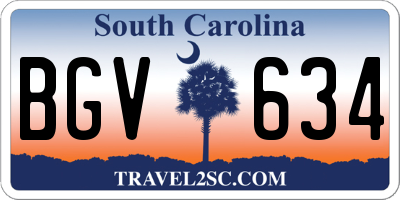 SC license plate BGV634