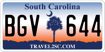 SC license plate BGV644