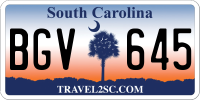 SC license plate BGV645