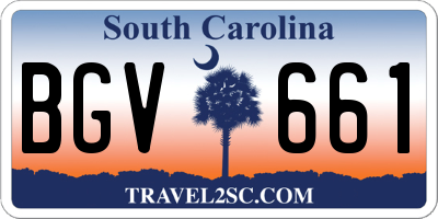 SC license plate BGV661