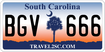 SC license plate BGV666
