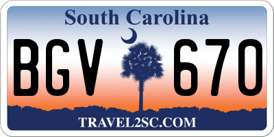 SC license plate BGV670
