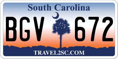 SC license plate BGV672