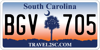 SC license plate BGV705