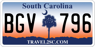 SC license plate BGV796