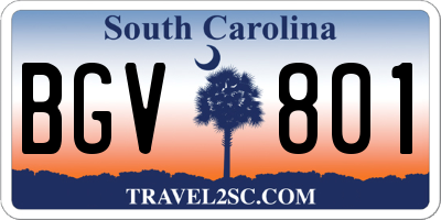 SC license plate BGV801