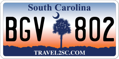 SC license plate BGV802