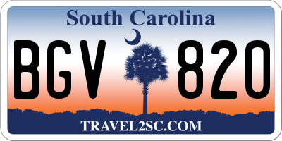 SC license plate BGV820