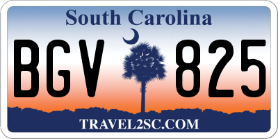 SC license plate BGV825