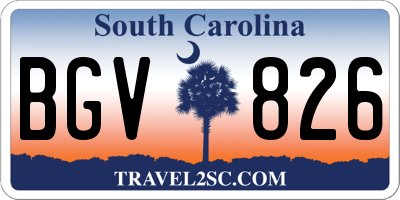 SC license plate BGV826