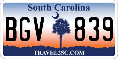 SC license plate BGV839