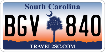 SC license plate BGV840