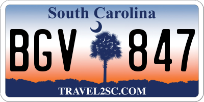 SC license plate BGV847