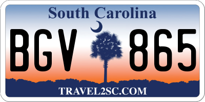 SC license plate BGV865