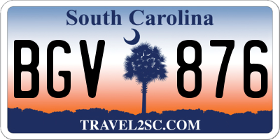 SC license plate BGV876
