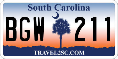 SC license plate BGW211