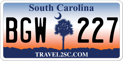 SC license plate BGW227
