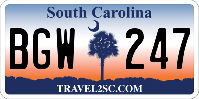 SC license plate BGW247