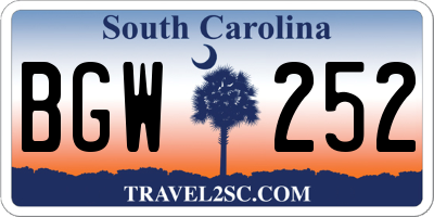SC license plate BGW252