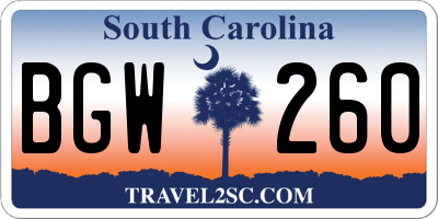 SC license plate BGW260