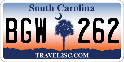 SC license plate BGW262