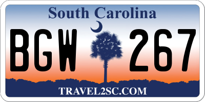 SC license plate BGW267
