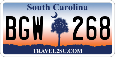 SC license plate BGW268