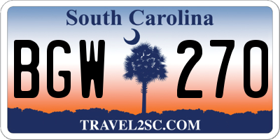 SC license plate BGW270