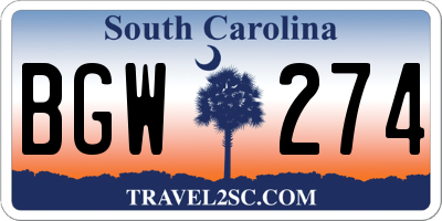 SC license plate BGW274