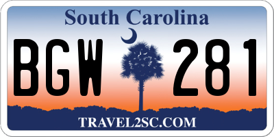 SC license plate BGW281