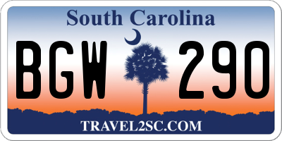 SC license plate BGW290