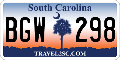 SC license plate BGW298
