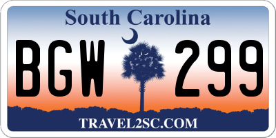 SC license plate BGW299