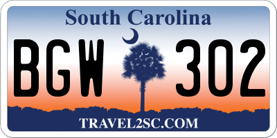 SC license plate BGW302