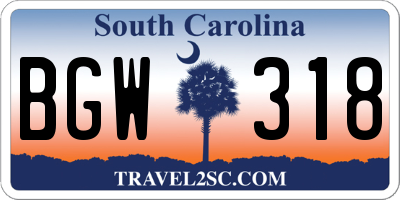 SC license plate BGW318