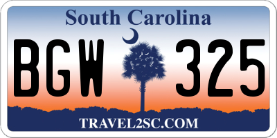 SC license plate BGW325