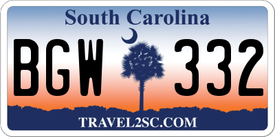 SC license plate BGW332