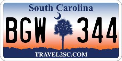 SC license plate BGW344