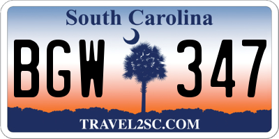 SC license plate BGW347