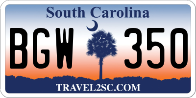 SC license plate BGW350