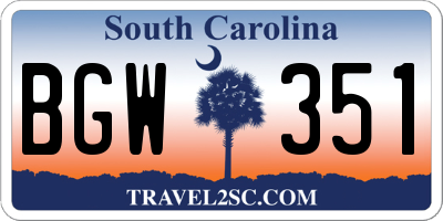 SC license plate BGW351