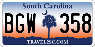 SC license plate BGW358