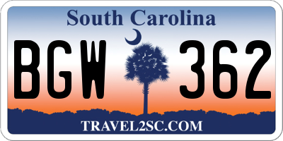 SC license plate BGW362