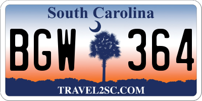 SC license plate BGW364
