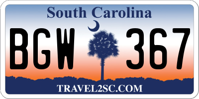 SC license plate BGW367