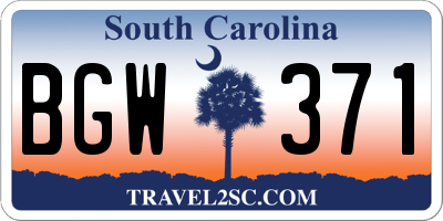 SC license plate BGW371