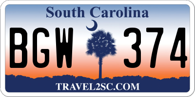 SC license plate BGW374