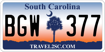 SC license plate BGW377