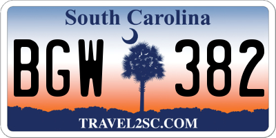 SC license plate BGW382