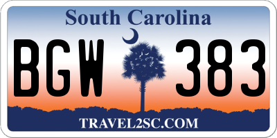 SC license plate BGW383